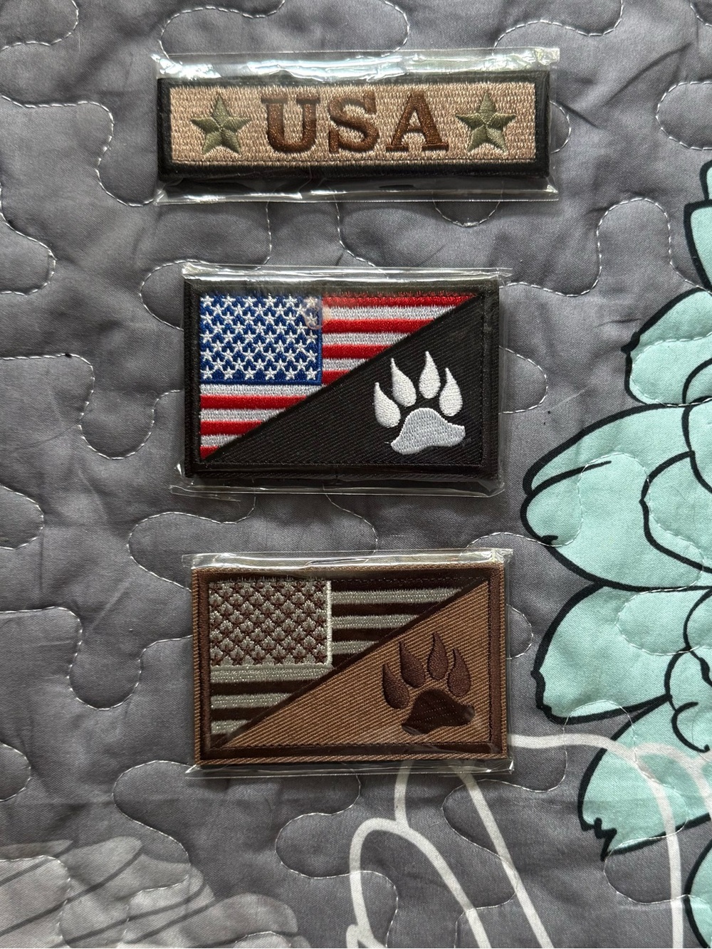 Tactical American Flag With Dog Paw Tracker Patches Velcro